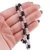 Colier Cuart roz sfere fatetate 4mm si Turmalina neagra discuri fatetate 5mm, imagine 5