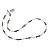 Colier Obsidian fulg de nea maroniu, Coral si Agat de copac sfere 3-4mm