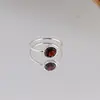 Inel din argint 925, model subtire cu cristal natural rotund - Granat masura 56, imagine 5