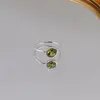 Inel din argint 925, model subtire cu cristal natural rotund - Peridot masura 54, imagine 5