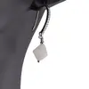 Cercei cu agatatoare Piatra Lunii romb si baza de Argint 925 cu zirconii, 8mm, imagine 2