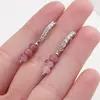 Cercei cu surub Turmalina roz si baza de Argint 925 semirotunda cu zirconii, 5mm, imagine 3