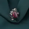 Inel din argint 925, model floral cu pietre semipretioase - Agat roz masura 61, imagine 4