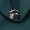 Inel din argint 925 reglabil, model deschis cu Piatra lunii si Safir, imagine 4