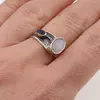 Inel din argint 925 reglabil, model deschis cu Piatra lunii si Safir, imagine 5