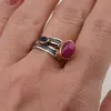 Inel din argint 925 reglabil, model deschis cu Rubin si Safir cu elemente aurii, imagine 5