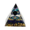 Piramida orgon albastra cu Floarea Vietii si sfera Obsidian, 5cm