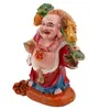 Statueta Feng Shui Buddha vesel pe sacul prosperitatii cu pepita, 9cm, imagine 3
