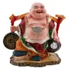 Statueta Feng Shui Buddha vesel pentru prosperitate cu Ru Yi pe suport, 9cm