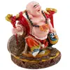 Statueta Feng Shui Buddha vesel pentru prosperitate cu Ru Yi si monede chinezesti, 24cm, imagine 2