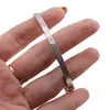 Bratara din argint 925 fixa cu inchizatoare, model liniar gravat, 4mm, imagine 3