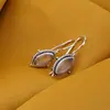 Cercei cu agatatoare din argint 925 oval ascutit cu Cuart roz, imagine 2
