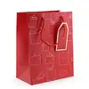 Punga pentru cadou dreptunghiulara rosie cu model festiv, 23x18cm