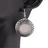 Cercei cu agatatoare Cuart roz in montura argintie - model rotund cu gravura infinit, 24mm, imagine 3