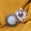 Cercei cu clipsuri Opalit in montura argintie - model floare, 28mm, imagine 2