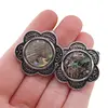 Cercei cu clipsuri Scoica abalone in montura argintie - model floare, 28mm, imagine 3