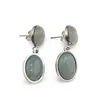 Cercei cu surub Aventurin - model oval, 32mm