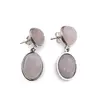 Cercei cu surub Cuart roz - model oval, 32mm