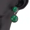 Cercei cu surub Malachit - model rotund, 30mm, imagine 2
