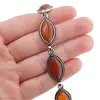 Bratara Carneol cu montura din metal, model oval ascutit, imagine 3