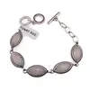 Bratara Cuart roz cu montura din metal, model oval ascutit