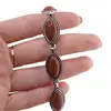 Bratara Goldstone maro cu montura din metal, model oval ascutit, imagine 3