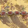 Bratara Goldstone maro cu montura din metal, model funie patrat, imagine 2