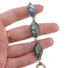 Bratara Scoica Abalone cu montura din metal, model oval ascutit, imagine 3