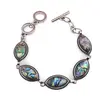 Bratara Scoica Abalone cu montura din metal, model oval ascutit