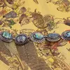 Bratara Scoica Abalone cu montura din metal, model oval gravat zig zag, imagine 2