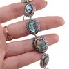 Bratara Scoica Abalone cu montura din metal, model oval gravat zig zag, imagine 3