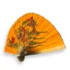 Evantai decorativ mare din lemn, model portocaliu cu dragoni - 156cm x 90cm, imagine 2