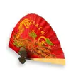 Evantai decorativ mare din lemn, model rosu cu dragoni - 156cm x 90cm, imagine 2