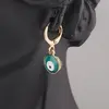 Cercei aurii cu agatatoare leverback, Ochiul protector verde inchis, 10mm, imagine 3