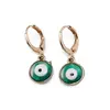 Cercei aurii cu agatatoare leverback, Ochiul protector verde inchis, 10mm