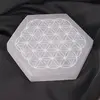 Selenit hexagonal gravat cu Floarea Vietii - 9cm, imagine 3