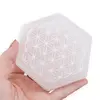 Selenit hexagonal gravat cu Floarea Vietii - 9cm, imagine 4