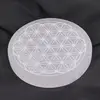 Selenit rotund gravat cu Floarea Vietii - 10cm, imagine 3
