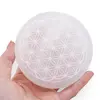 Selenit rotund gravat cu Floarea Vietii - 10cm, imagine 4