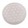 Selenit rotund gravat cu Floarea Vietii - 10cm