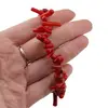 Bratara Coral rosu freeform pe elastic, 6-14mm, imagine 3