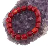 Bratara Coral rosu tuburi pe elastic, 10-11mm, imagine 2