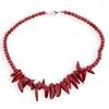 Colier Coral rosu sfere 7mm si freeform 16-30mm
