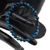 Set cercei, colier si bratara Ochi de tigru bleu sfere, 6mm, imagine 2
