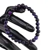 Set cercei, colier si bratara Ochi de tigru mov sfere, 6mm, imagine 2