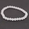 Bratara din Jad Snow 6mm, pe elastic, 19cm, sfere mate