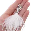 Brosa argintie, model balerina cu pene si zirconii - 90mm, imagine 3