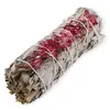 Buchet Salvie Alba cu Flori Rosii de Sinuata - 10cm, Culoare flori: Flori rosii