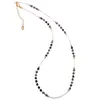 Colier Obsidian fulg de nea sfere fatetate 3mm si Hematit auriu 2mm