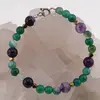 Bratara Agat verde si mov sfere cu elemente din Hematit auriu, 3-8mm, imagine 2